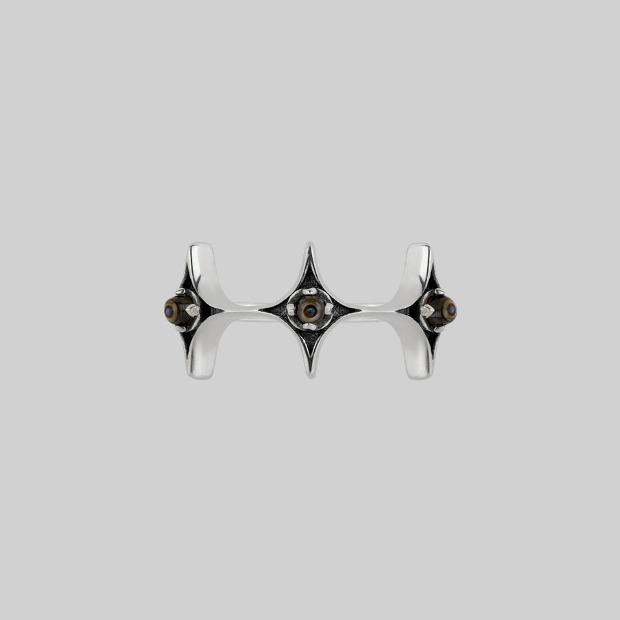 star blue abalone shell ring silver gothic