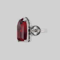 silver gothic arch cathedral window red glass ring