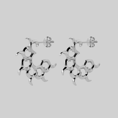ASTRA. Abstract Waves & Star Stud Earring - Silver