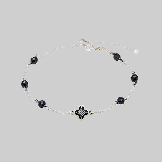 ANNIE. Tudor Crest Black Enamel Bracelet - Silver