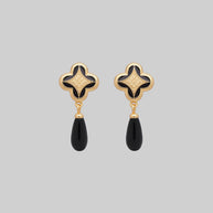 gold gothic black agate drop earrings