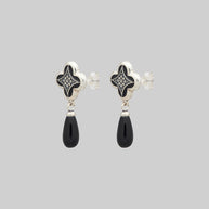 silver enamel black gothic earrings