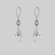 butterfly drop hoop earrings