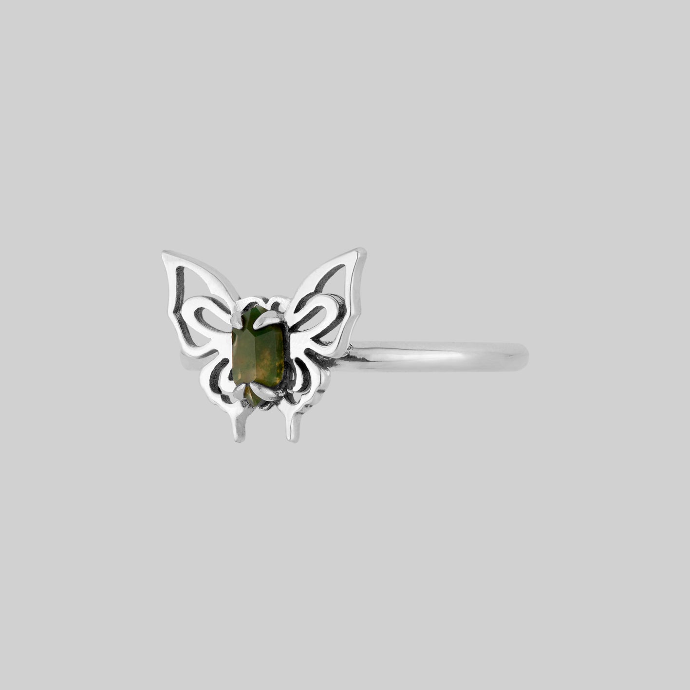 agate stone silver ring