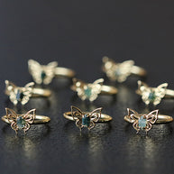 butterfly green gemstone ring