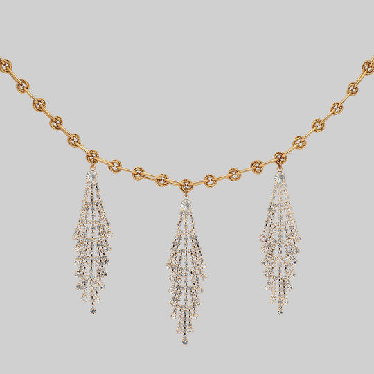 ANTOINETTE. Dazzle Chain Drop Collar  - Gold