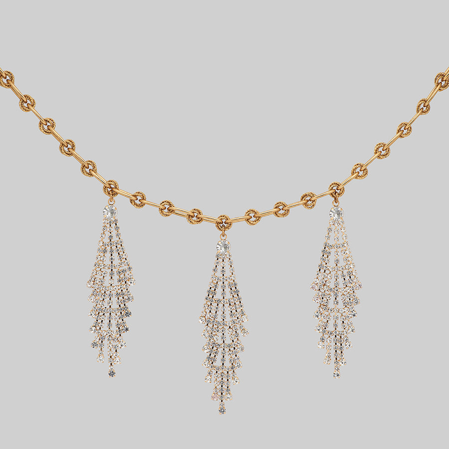 ANTOINETTE. Dazzle Chain Drop Collar  - Gold