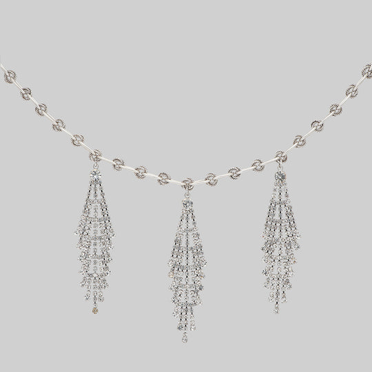 ANTOINETTE. Dazzle Chain Drop Collar - Silver