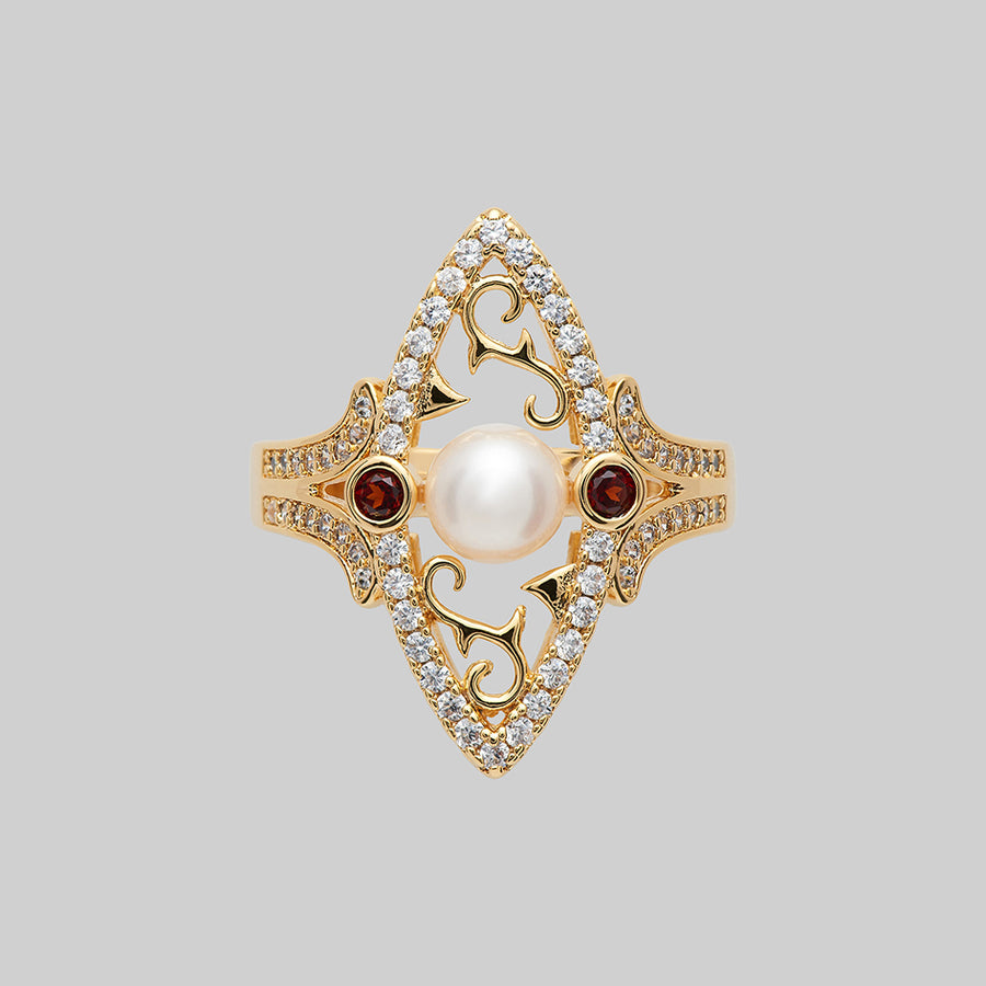 ARABELLA. Thorn Encased Pearl Ring - Gold