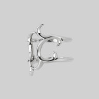 abstract waves ring silver