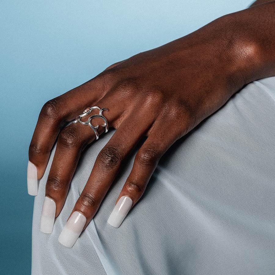 ASTRA. Abstract Open Waves Ring - Silver abstract waves ring silver