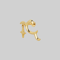 abstract waves star stud earring gold