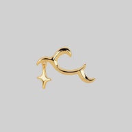 abstract waves star stud earring gold