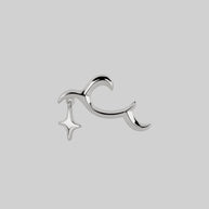 abstract waves star stud earring silver
