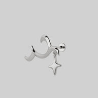 abstract waves star stud earring silver