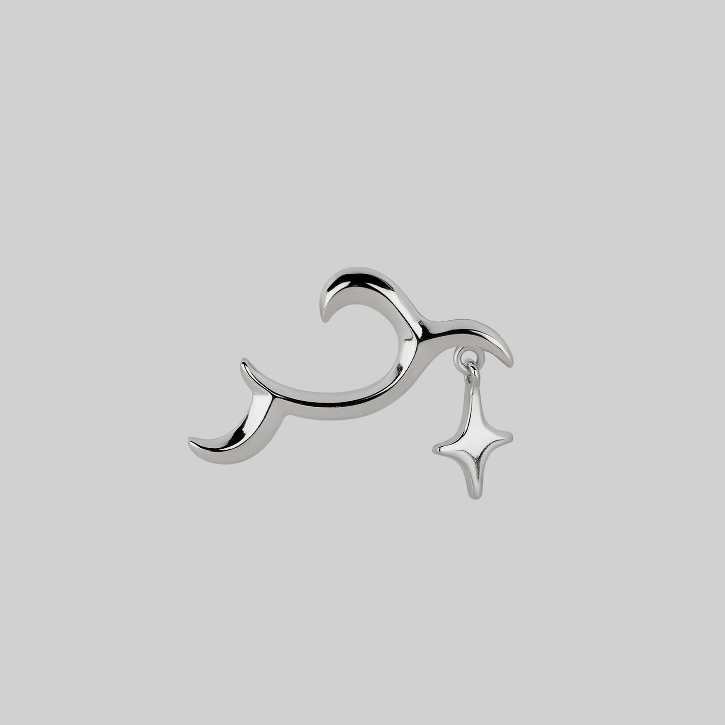 abstract waves star stud earring silver
