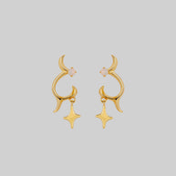 abstract waves star earrings gold