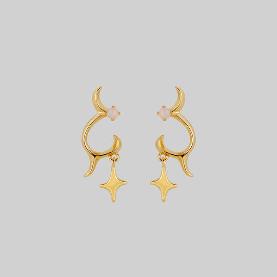 ASTRA. Abstract Waves & Stars Earrings - Gold