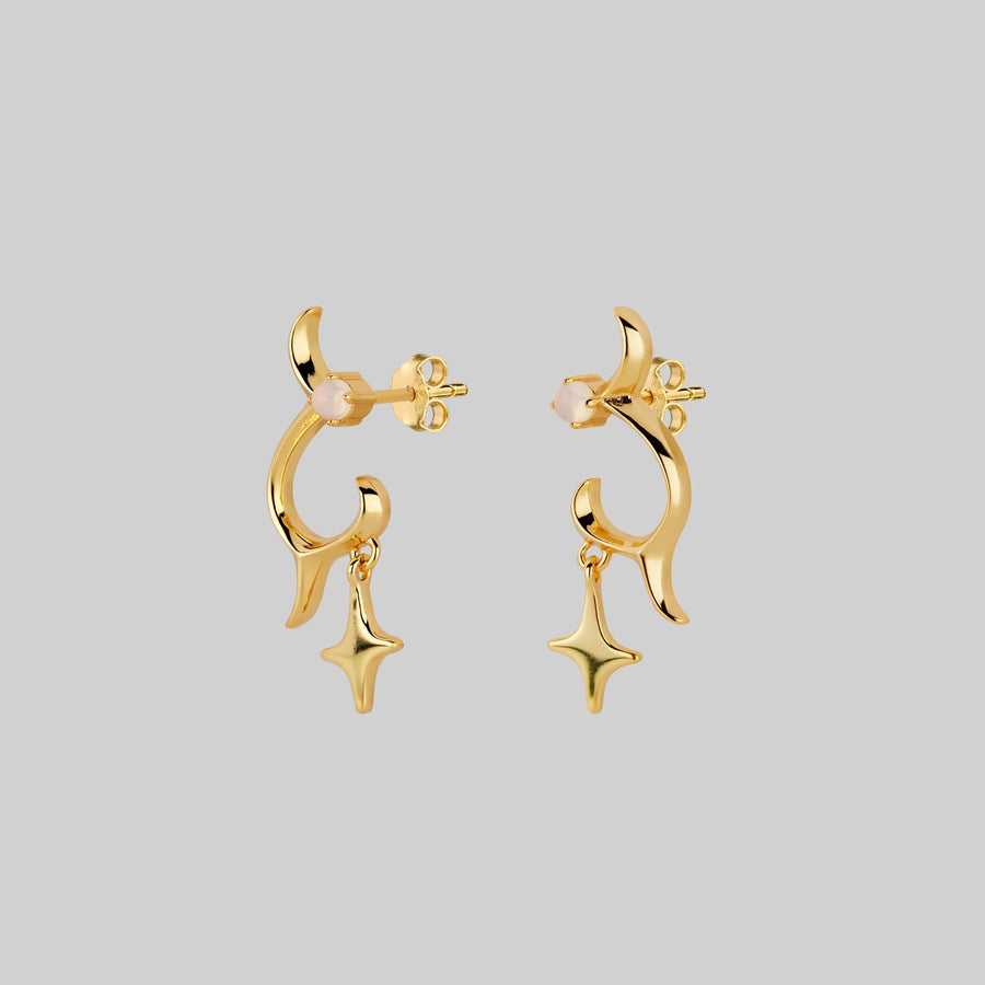 ASTRA. Abstract Waves & Stars Earrings - Gold abstract waves star earrings gold