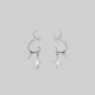 abstract waves star stud earrings silver