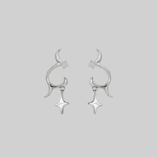 ASTRA. Abstract Waves & Stars Earrings - Silver