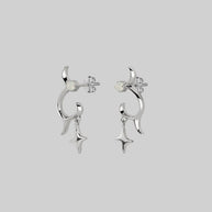 abstract waves star stud earrings silver