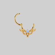 AURORA. Cosmic Waves Opalite Septum Clicker Ring - Gold