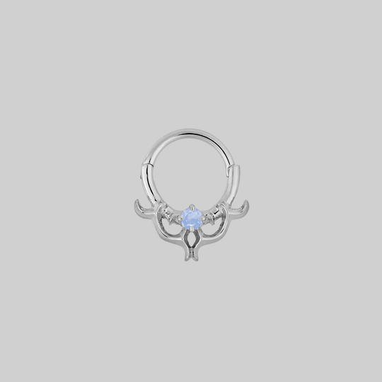 AURORA. Cosmic Waves Opalite Septum Clicker Ring - Silver