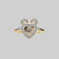 eye cubic zirconia heart dainty bow gold ring