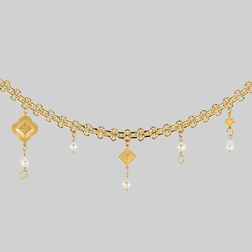 OPHELIA. Medieval Cross Collar - Gold