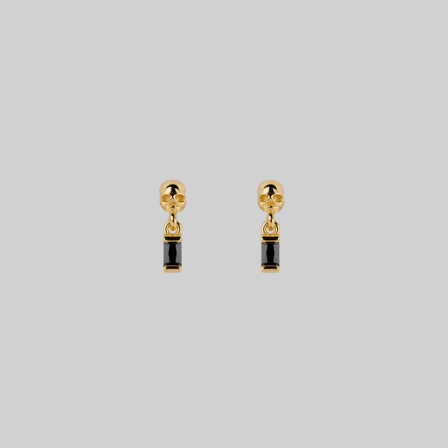 BEAUX. Tiny Skull & Black Spinel Stud Earrings - Gold