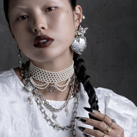 pearl and barbell wide choker