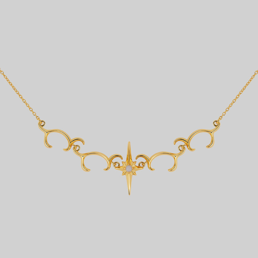 CASSIUS. Star Flare & Waves Opalite Necklace - Gold star and waves opalite necklace gold