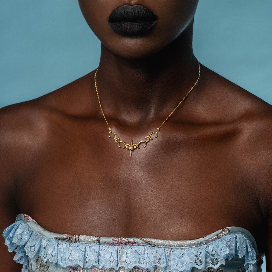 CASSIUS. Star Flare & Waves Opalite Necklace - Gold star and waves opalite necklace gold