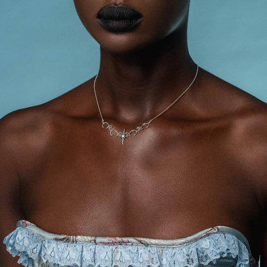 CASSIUS. Star Flare & Waves Opalite Necklace - Silver