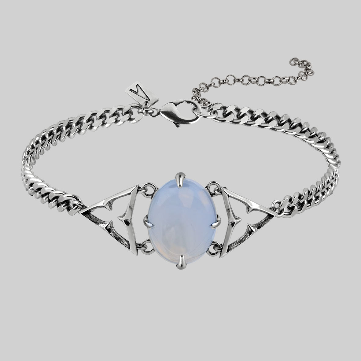 gothic trefoil opalite choker silver