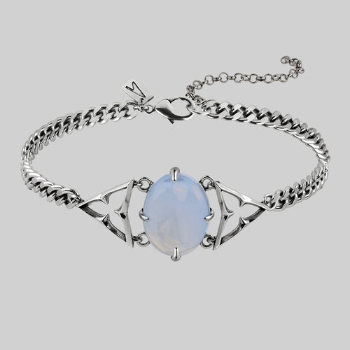 LENORE. Gothic Arch Window Satin Choker - Silver