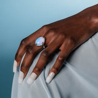 gothic galaxy opalite ring silver