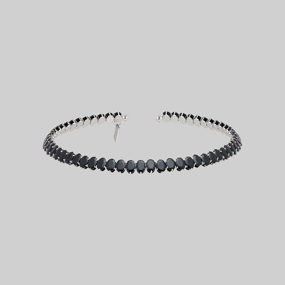 silver black gemstone collar necklace
