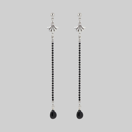 CLARA. Dazzle Chain & Agate Drop Earrings - Silver
