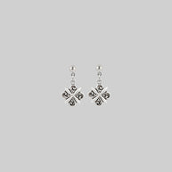 silver gothic crest vintage inspired earrings