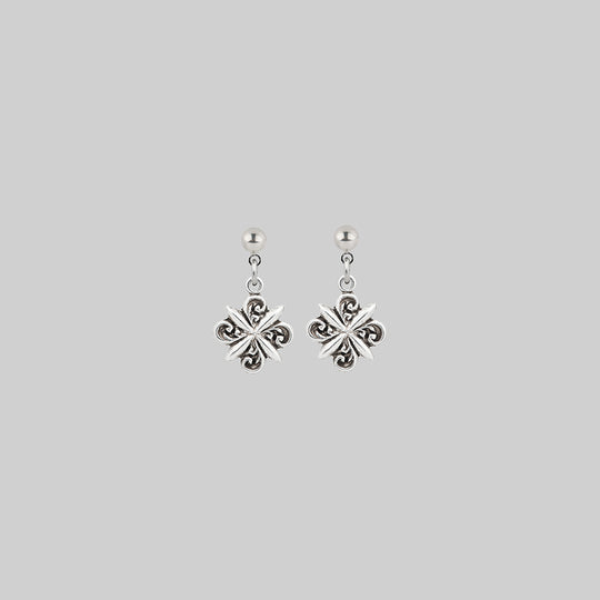 CLEMENTINE. Floral Twirl Earrings - Silver