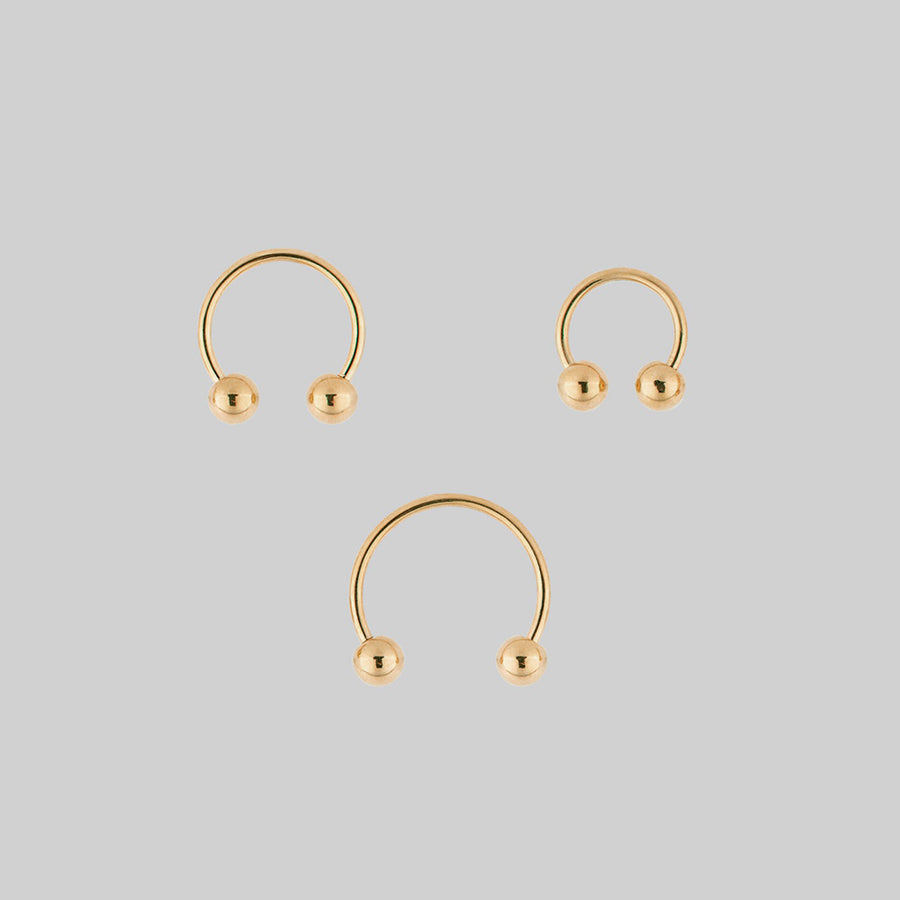 CLEO. Circular Titanium Barbell Ring - Gold Gold titanium barbell septum ring 0.8mm pack of three