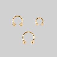 Gold titanium barbell septum ring 1.6mm pack of three