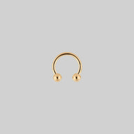 Gold titanium barbell septum ring 1.6mm x 10mm