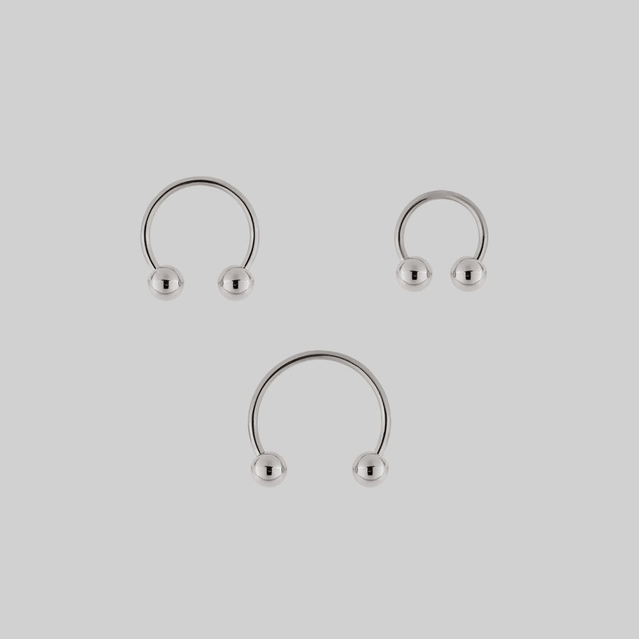 CLEO. Circular Titanium Barbell Ring - Silver simple silver multipack hoop earrings