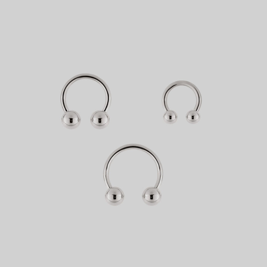 CLEO. Circular Titanium Barbell Ring - Silver circular barbell cartilage piercing multipack
