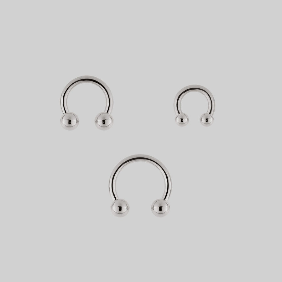 CLEO. Circular Titanium Barbell Ring - Silver pack of 3 silver cartilage hoops
