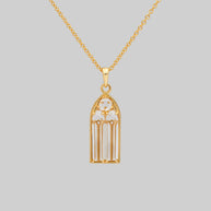 Gold Cathedral Gothic Glass Window Necklace