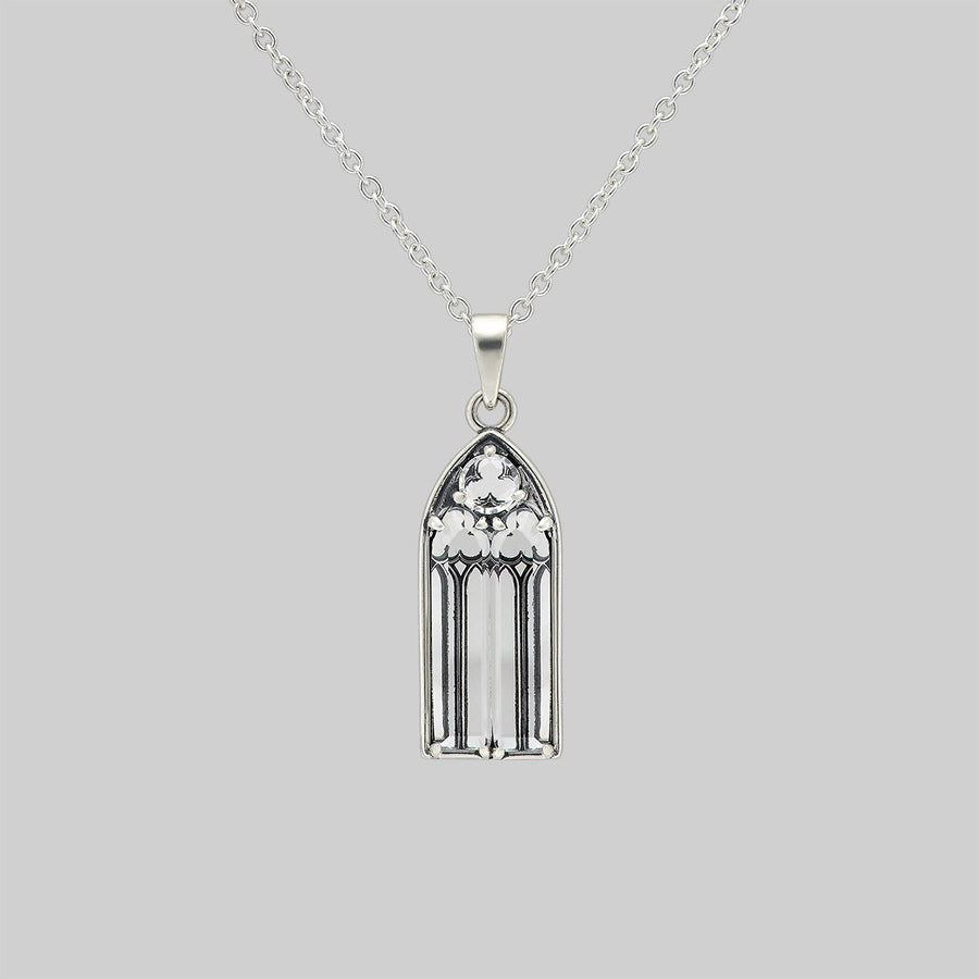 Silver Cathedral Glass Window Gothic Necklace